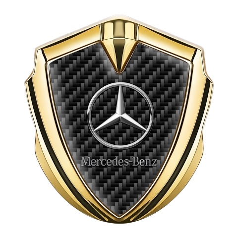 Mercedes Benz Seitenflugel Emblem Aufkleber Goldtonfarbe mit Dunkel Carbon Effekt