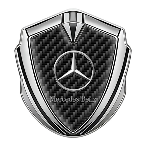 Mercedes Benz Seitenflugel Emblem Aufkleber Silbertonfarbe mit Dunkel Carbon Effekt