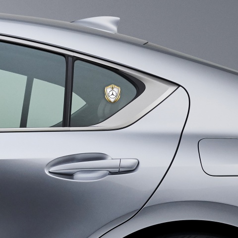 Mercedes Benz Emblem Abzeichen Goldtonfarbe mit Weiss Ausfuhrung