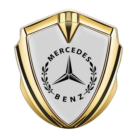 Mercedes Benz Emblem Abzeichen selbstklebend Goldtonfarbe mit Grau Ausfuhrung