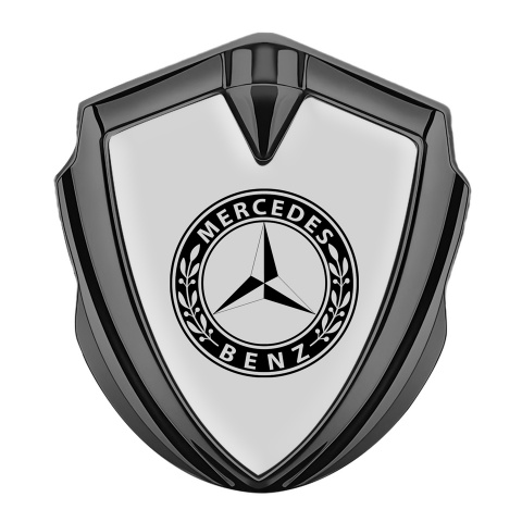 Mercedes Benz Emblem Abzeichen Graphit Tonfarbe mit Grau Basis und Rundes Logo Stil