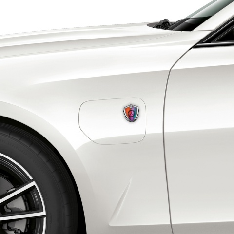Mercedes Benz Emblem Auto Zeichen Silbertonfarbe mit Mehrfarbige Basis und Rundes Logo Design