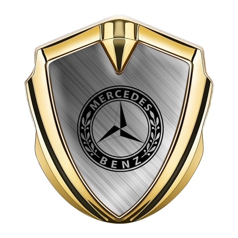 Mercedes Benz Emblem Aufkleber Autozubehor Goldtonfarbe mit Matte Legierung Basis design und Rundes Logo