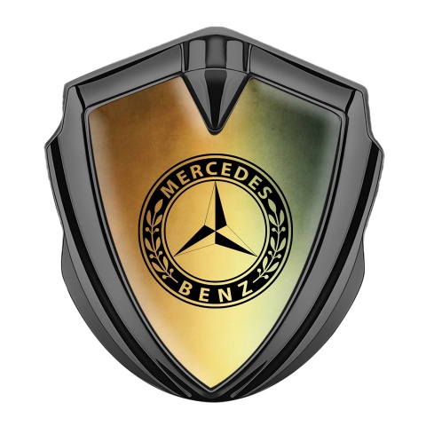 Mercedes Benz Selbstklebendes Metallaufkleber Emblem Graphit Tonfarbe mit Goldene Basis Effekt