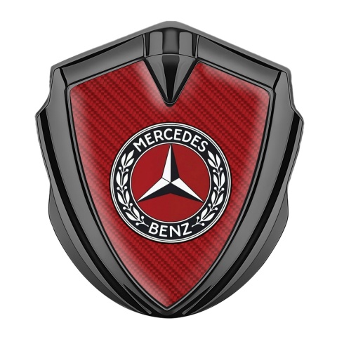 Mercedes Benz Emblem Abzeichen Graphit Tonfarbe mit Rote Carbon Variante