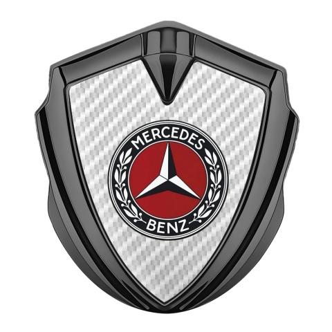 Mercedes Benz Abzeichen selbstklebend Graphit Tonfarbe mit Weiss Carbon und Rotes Kreis Logo Stil
