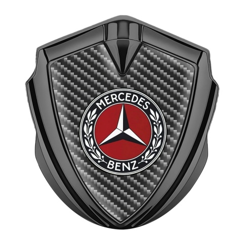 Mercedes Benz Emblem Auto Zeichen Graphit Tonfarbe mit Grau Carbon mit Rotes Kreis Logo