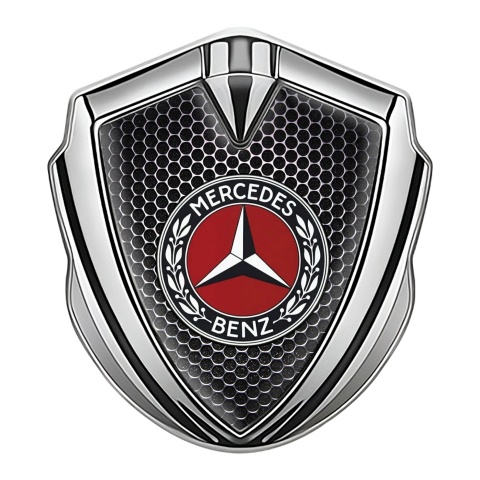 Mercedes Benz Selbstklebendes Metallaufkleber Emblem Silbertonfarbe mit Perforierter Stahl Effekt Vorlage