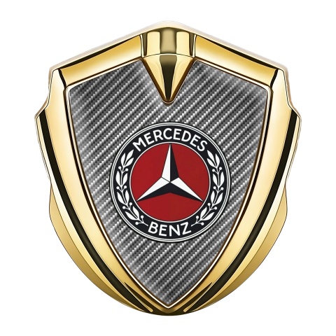 Mercedes Benz Emblem Logo Schriftzug Aufkleber mit Goldtonfarbe leichter Kohlenstoff Fundaments