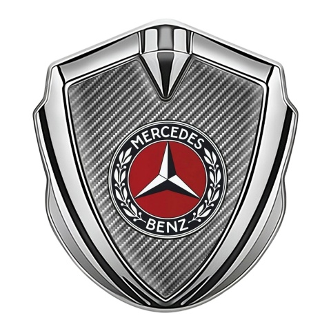 Mercedes Benz Emblem Logo Schriftzug Aufkleber mit Silbertonfarbe leichter Kohlenstoff Fundaments