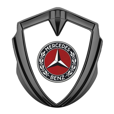 Mercedes Benz Emblem Abzeichen Graphit Tonfarbe mit Wiss Hintergrund und Rotes Kreis Logo